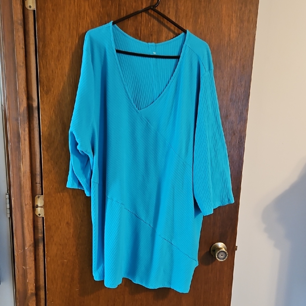 Vibrant Blue V-Neck Tunic Top, Sz 4x, Woman Within